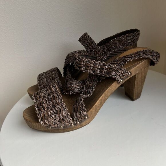Sanita  Kirsten Plateau Sandal Wool Heeled Original Danish Clog Womens 38 US 8 - Picture 1 of 9